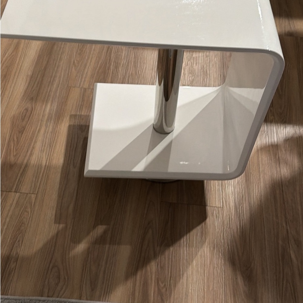 Modern White and Silver Home Office Desk